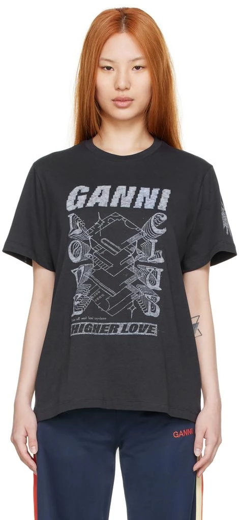 商品Ganni|Black Organic Cotton T-Shirt,价格¥419,第1张图片