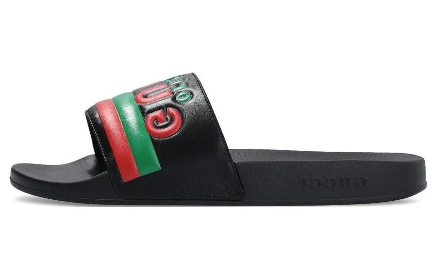 商品[国内直发] Gucci|古驰 双G系列 休闲潮流 时尚凉拖 男款 黑色,价格¥2251,第1张图片