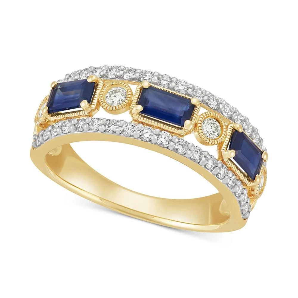 商品Macy's|Sapphire (1-1/20 ct. t.w.) & Diamond (1/2 ct. t.w.) Openwork Band in 14k Gold,价格¥6296,第1张图片