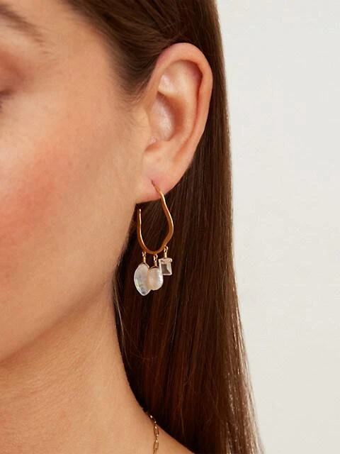 商品Chan Luu|Chan Luu 18K Gold-Plated, Pearl, Quartz & Moonstone Hoop Earrings,价格¥866,第2张图片详细描述