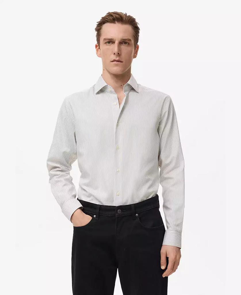 Camicia a righe da uomo in cotone, vestibilità slim. image 2