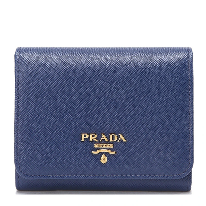 商品Prada|Prada 普拉达 女士矢车菊蓝牛皮压纹摁扣零钱包 1MH176-QWA-F0016,价格¥3234,第1张图片