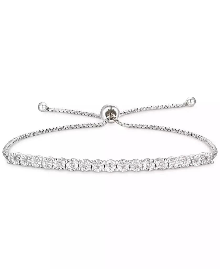 商品Macy's|Diamond Bolo Bracelet (1/10 ct. t.w.) in Sterling Silver, 14k Gold-Plated Sterling Silver or 14k Rose Gold-Plated Sterling Silver,价格¥1957,第3张图片详细描述