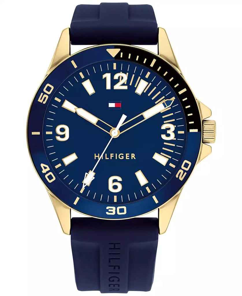 商品Tommy Hilfiger|Men's Blue Silicone Strap Watch 44mm,价格¥546,第1张图片