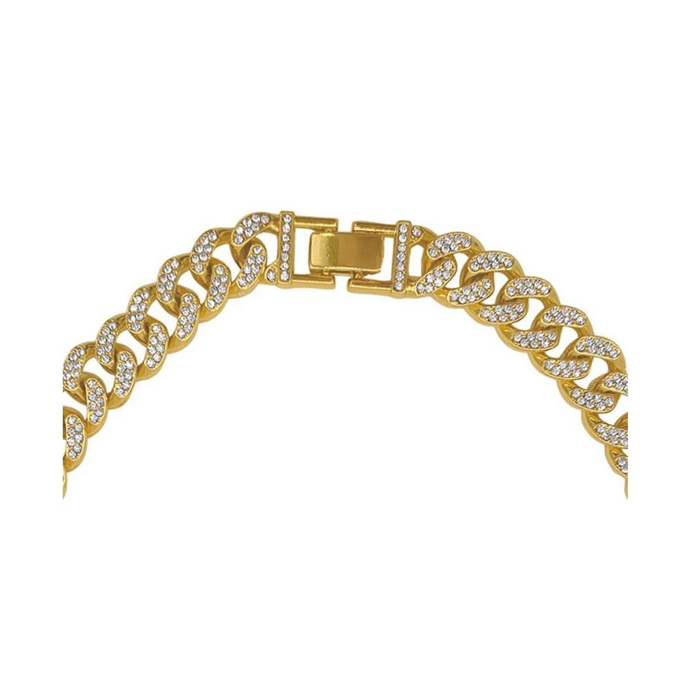 商品ADORNIA|Women's Gold-Tone Plated Crystal Thick Cuban Curb Chain Necklace,价格¥373,第2张图片详细描述