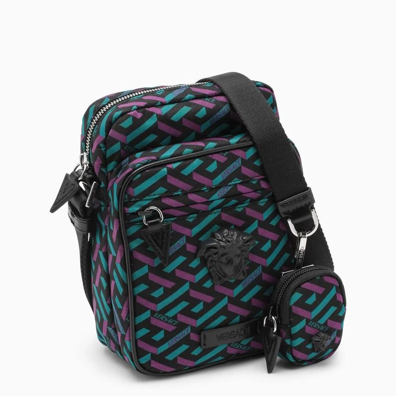 商品Versace|Small cross-body bag with a purple and teal La Greca print,价格¥2835,第3张图片详细描述