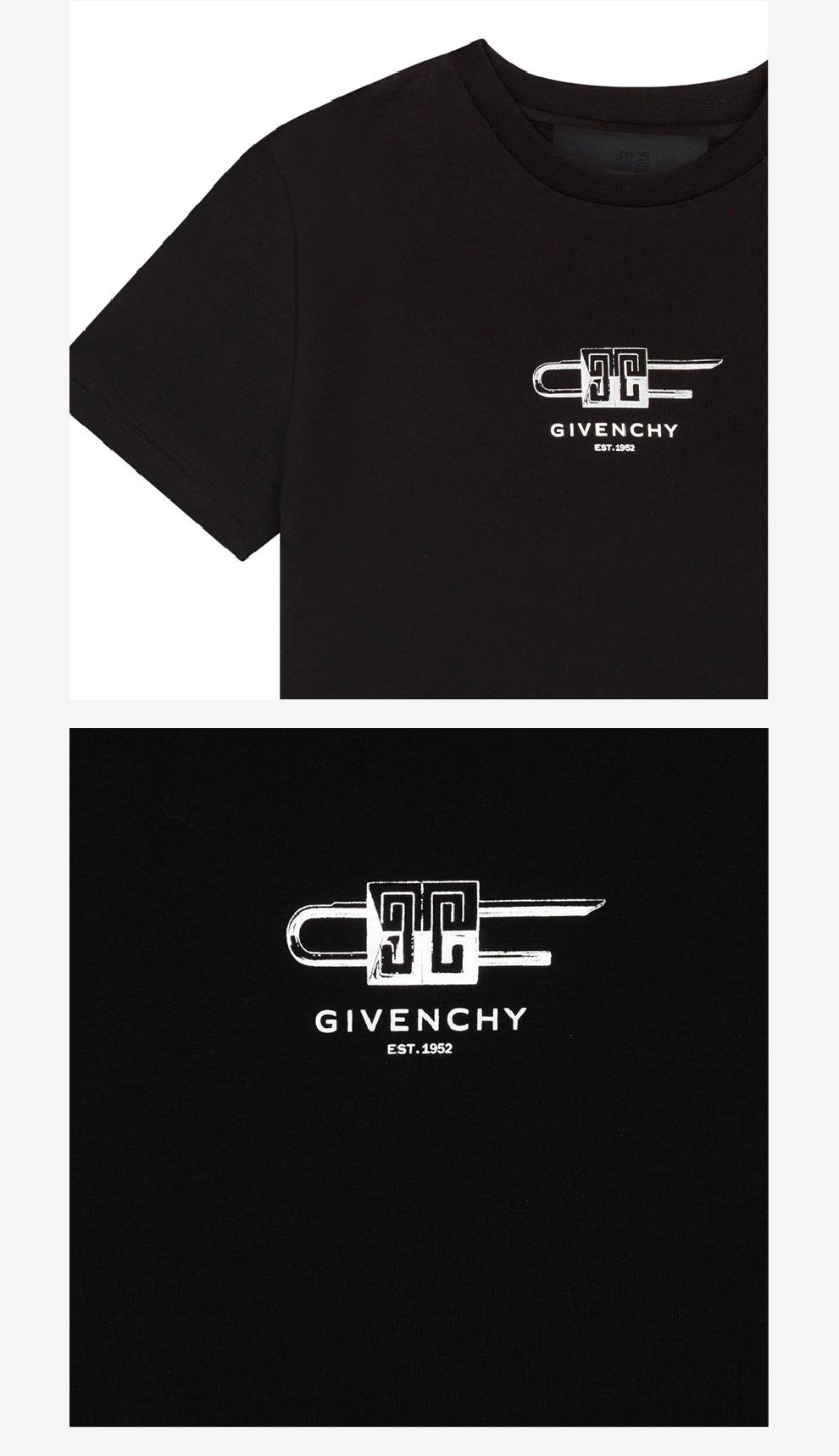Givenchy]纪梵希Givenchy黑色|大童款黑色棉质圆领印花T恤短袖【香港仓极速发货】 价格¥1273 | 别样海外购