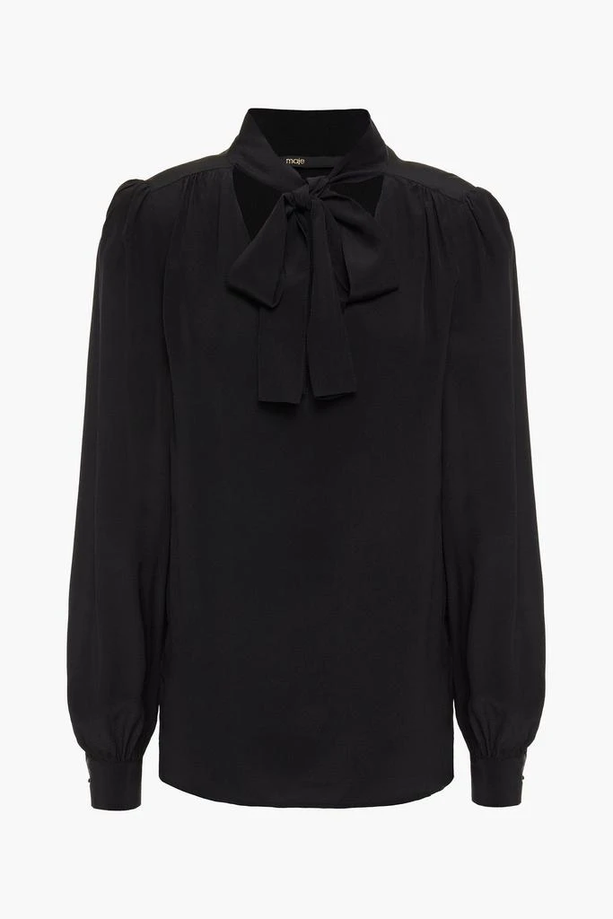 商品Maje|Loisa pussy-bow silk crepe de chine blouse,价格¥977,第3张图片详细描述