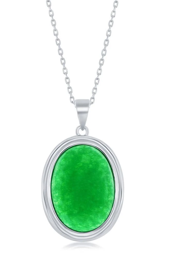 商品SIMONA|Sterling Silver Oval Jade Pendant Necklace,价格¥455,第1张图片