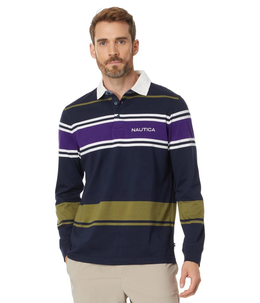 商品Nautica|Long Sleeve Rugby Polo Shirt,价格¥354,第1张图片