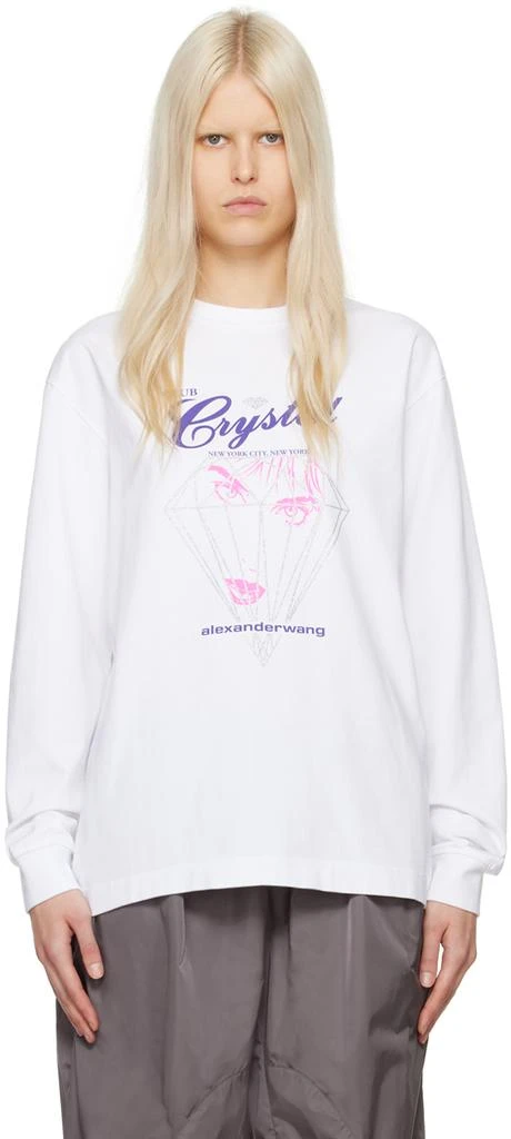 商品Alexander Wang|White 'Club Crystal' Long Sleeve T-Shirt,价格¥2392,第1张图片