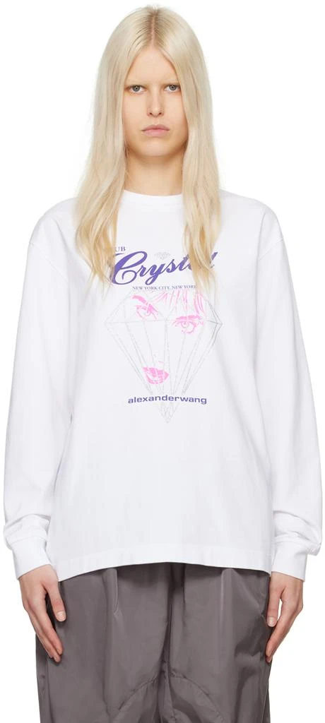 商品Alexander Wang|White 'Club Crystal' Long Sleeve T-Shirt,价格¥1246,第1张图片