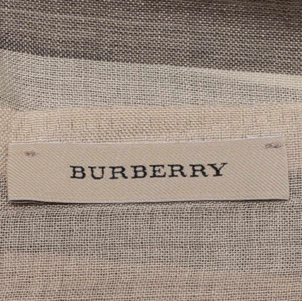 商品[二手商品] Burberry|Burberry Light Beige Giant Check Wool & Silk Scarf ,价格¥2775,第5张图片详细描述