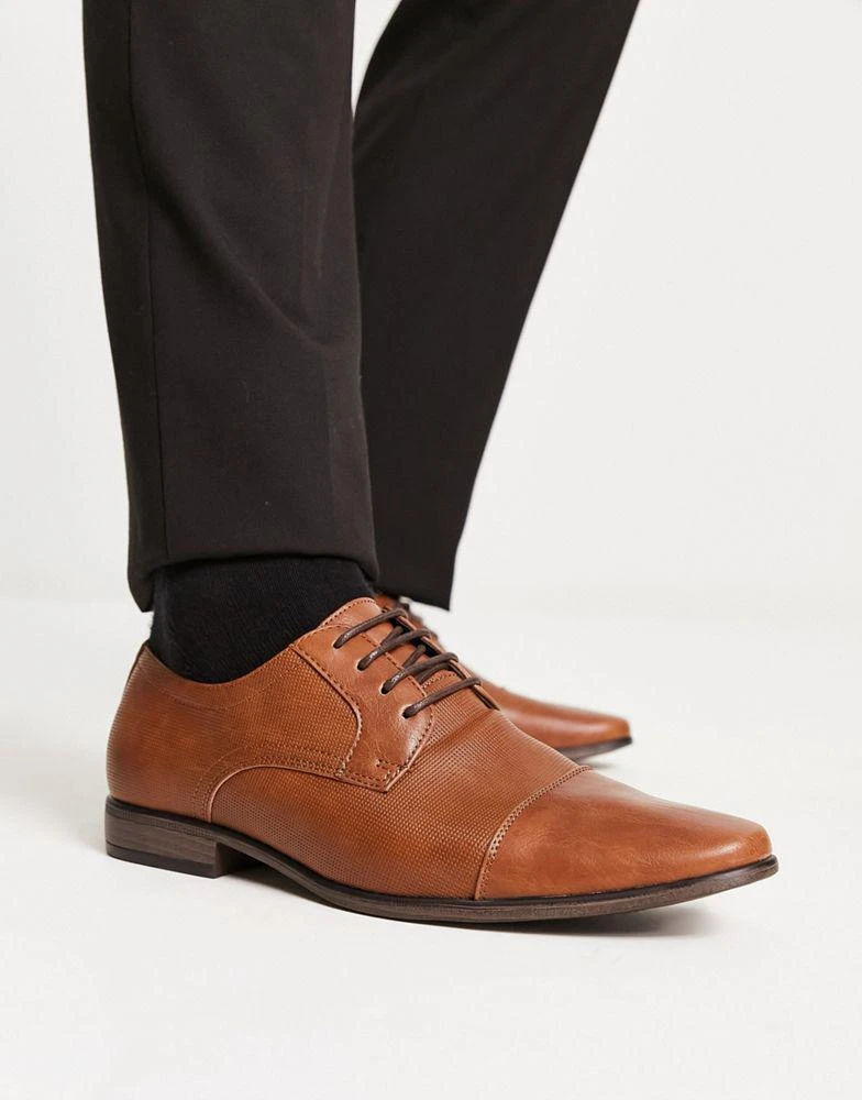 商品River Island|River Island embossed toecap derby shoes in brown,价格¥335,第1张图片