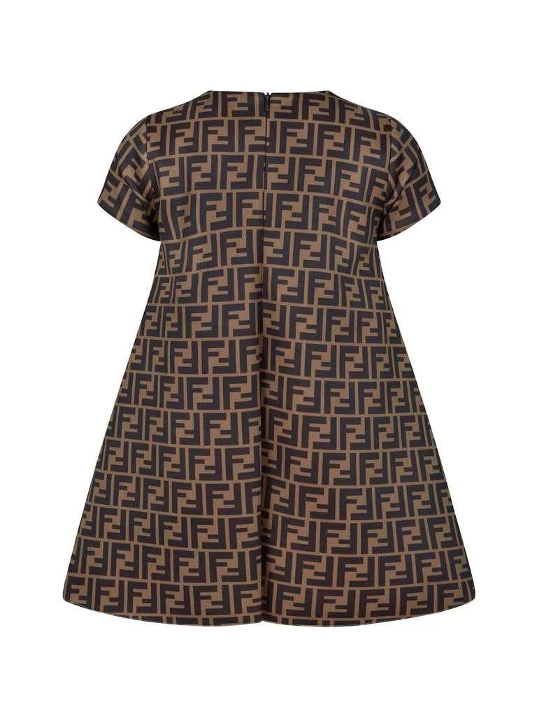 商品Fendi|Fendi  Tan Girls Brown & Pink Neoprene Logo Dress,价格¥4082,第4张图片详细描述