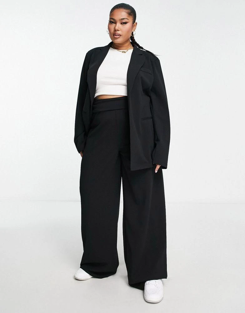 商品ASOS|ASOS DESIGN Curve jersey belted suit blazer in black,价格¥250,第4张图片详细描述