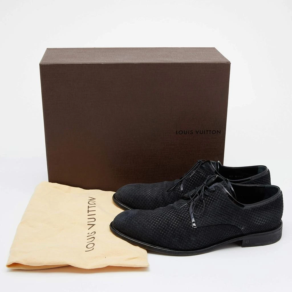 Louis Vuitton Black Damier Embossed Suede and Patent Leather Trim Lace Up Derby Size 43 商品