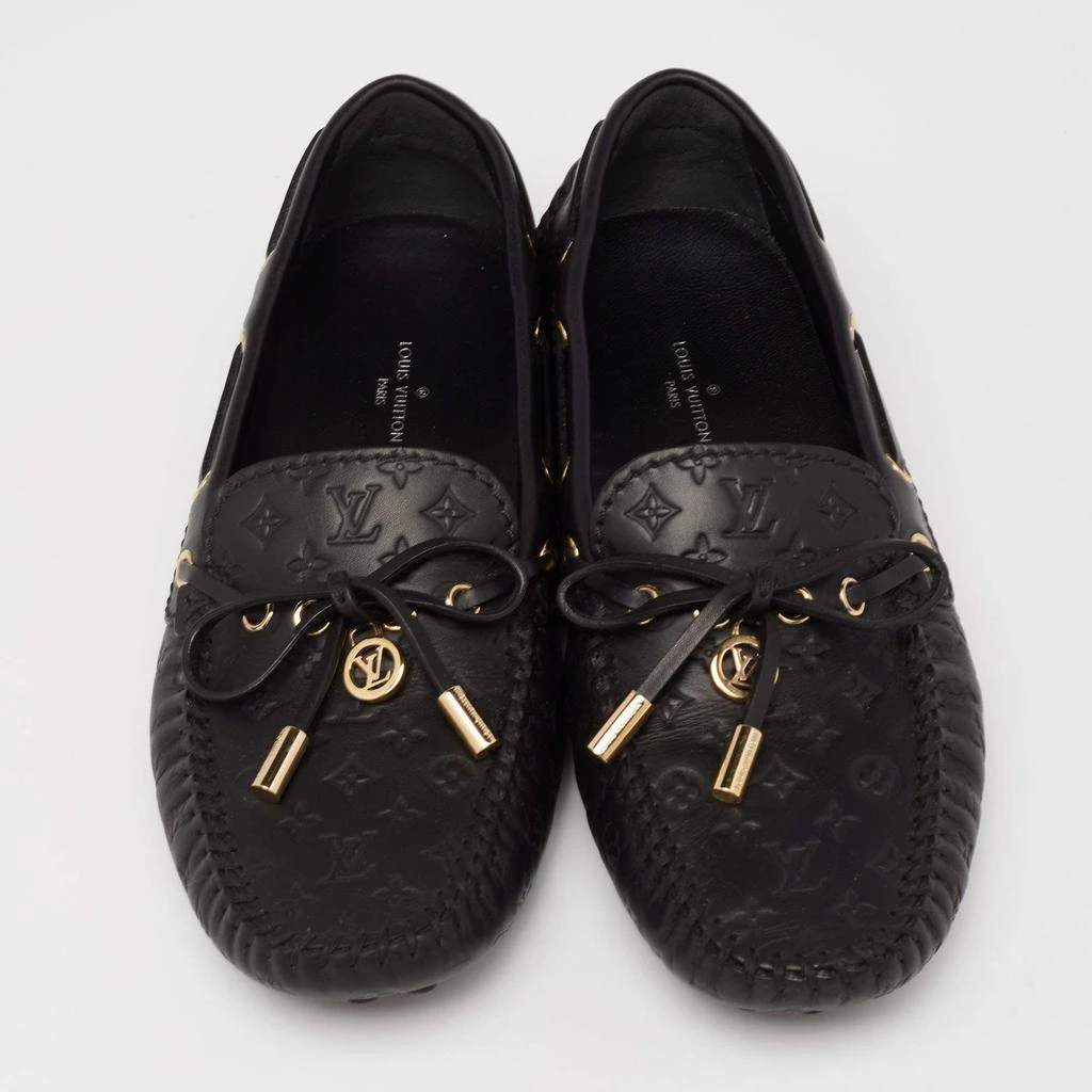 商品[二手商品] Louis Vuitton|Louis Vuitton Black Monogram Leather Bow Slip On Loafers Size 35.5,价格¥3829,第3张图片详细描述