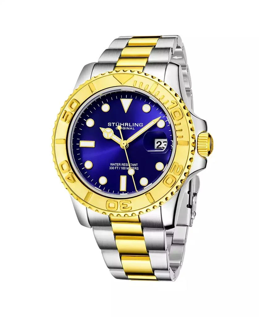 商品Stuhrling|Men's Gold - Silver Tone Stainless Steel Bracelet Watch 42mm,价格¥897,第1张图片