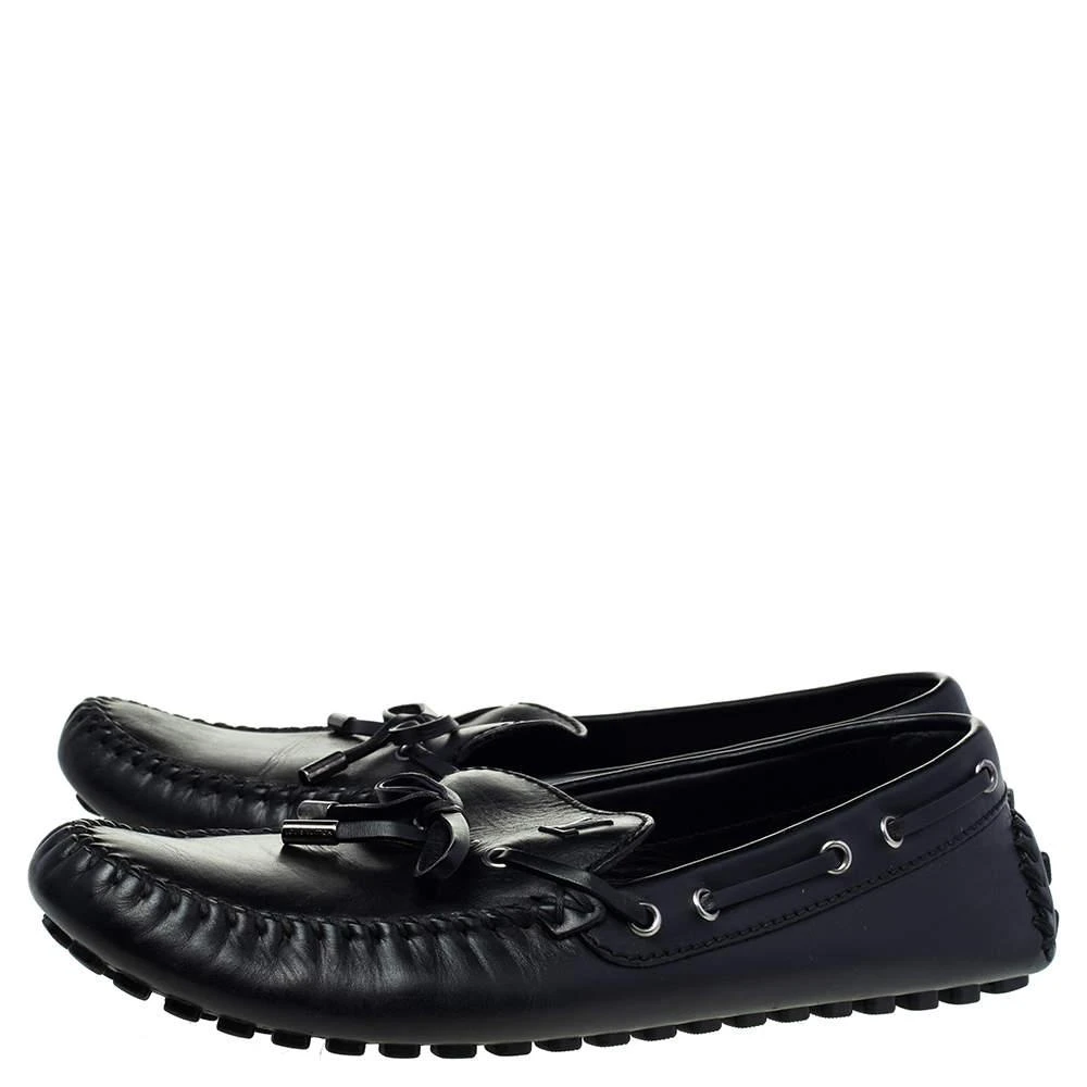 商品[二手商品] Louis Vuitton|Louis Vuitton Black Leather Bow Slip On Loafers Size 43.5,价格¥3187,第4张图片详细描述