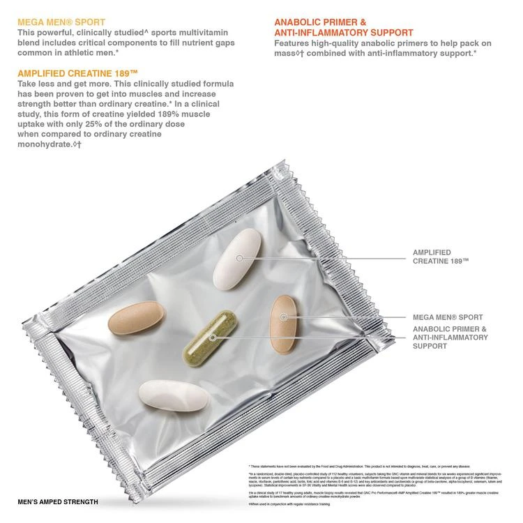 商品GNC Pro Performance® AMP|GNC Pro Performance® AMP Men's Strength Vitapak® Program,价格¥519,第2张图片详细描述