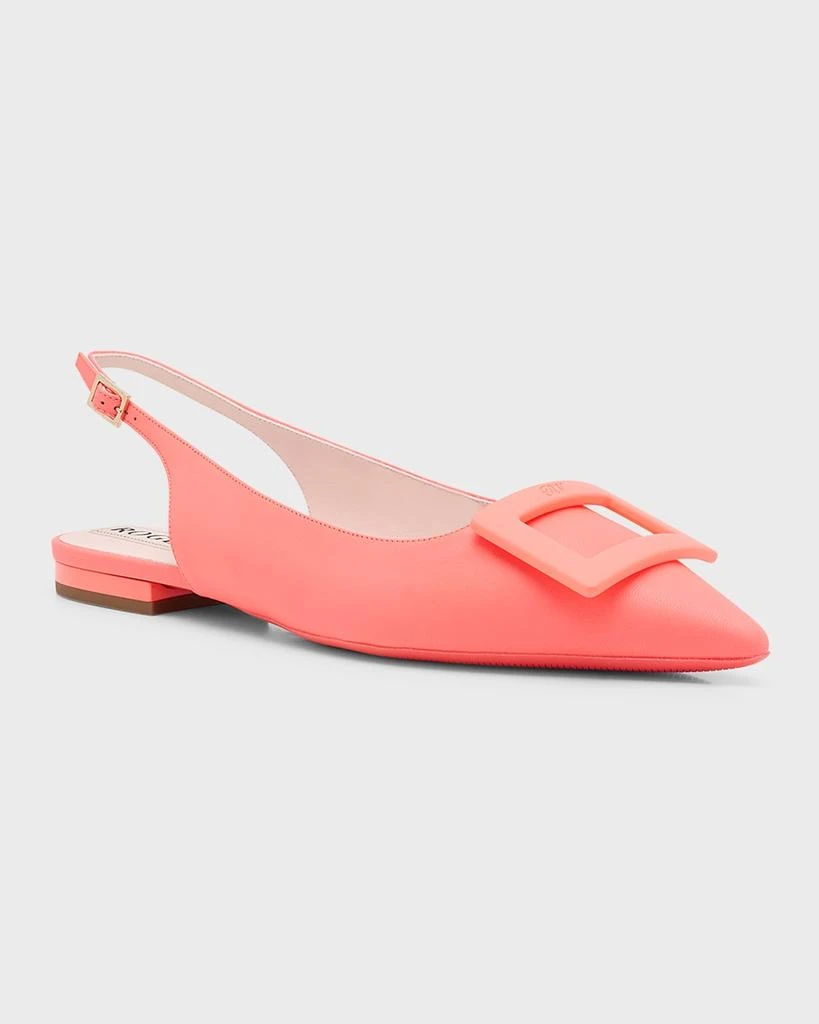 商品Roger Vivier|Grommettine Leather Slingback Ballerina Flats,价格¥6379,第3张图片详细描述