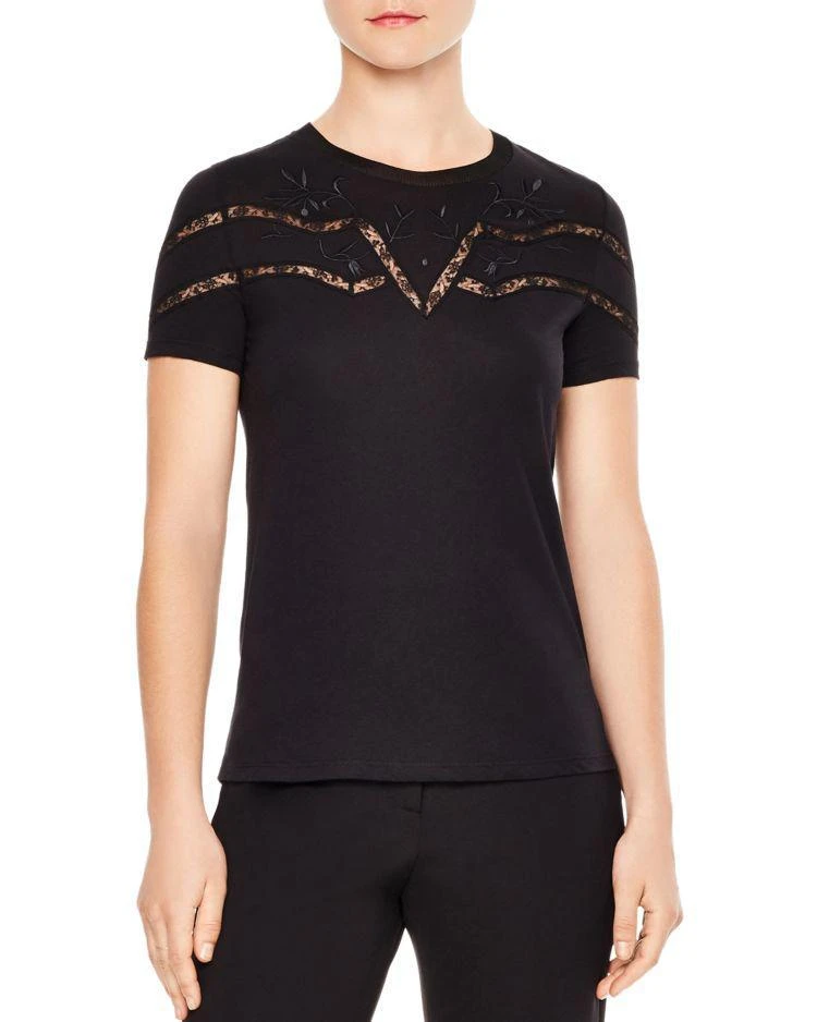 商品Sandro|Lilou Lace-Inset Tee,价格¥648,第1张图片