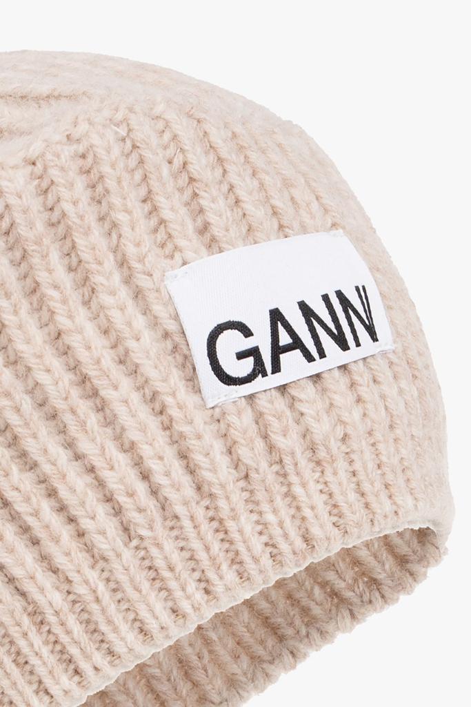 帽子 GANNI Rib Beanie \"BRAZILIAN SAND\" Brazilian Sand Sand Fitted Wool Rib Knit Beanie | GANNI