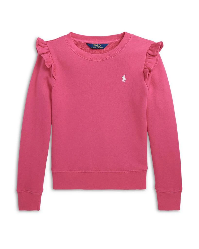 商品Ralph Lauren|Girls' Ruffled Terry Sweatshirt - Little Kid, Big Kid,价格¥252,第1张图片详细描述