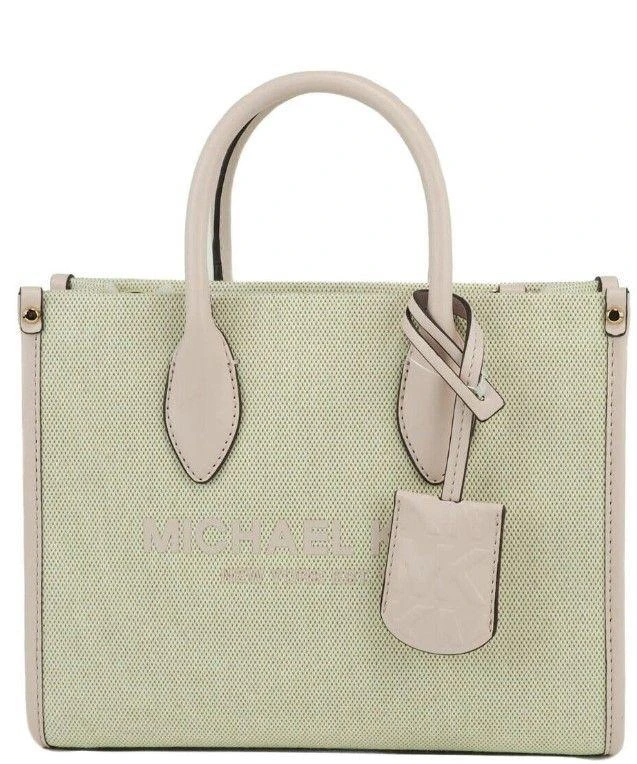 商品Michael Kors|Michael Kors Mirella Small Powder Blush Canvas Shopper Crossbody Handbag Purse,价格¥2126,第1张图片