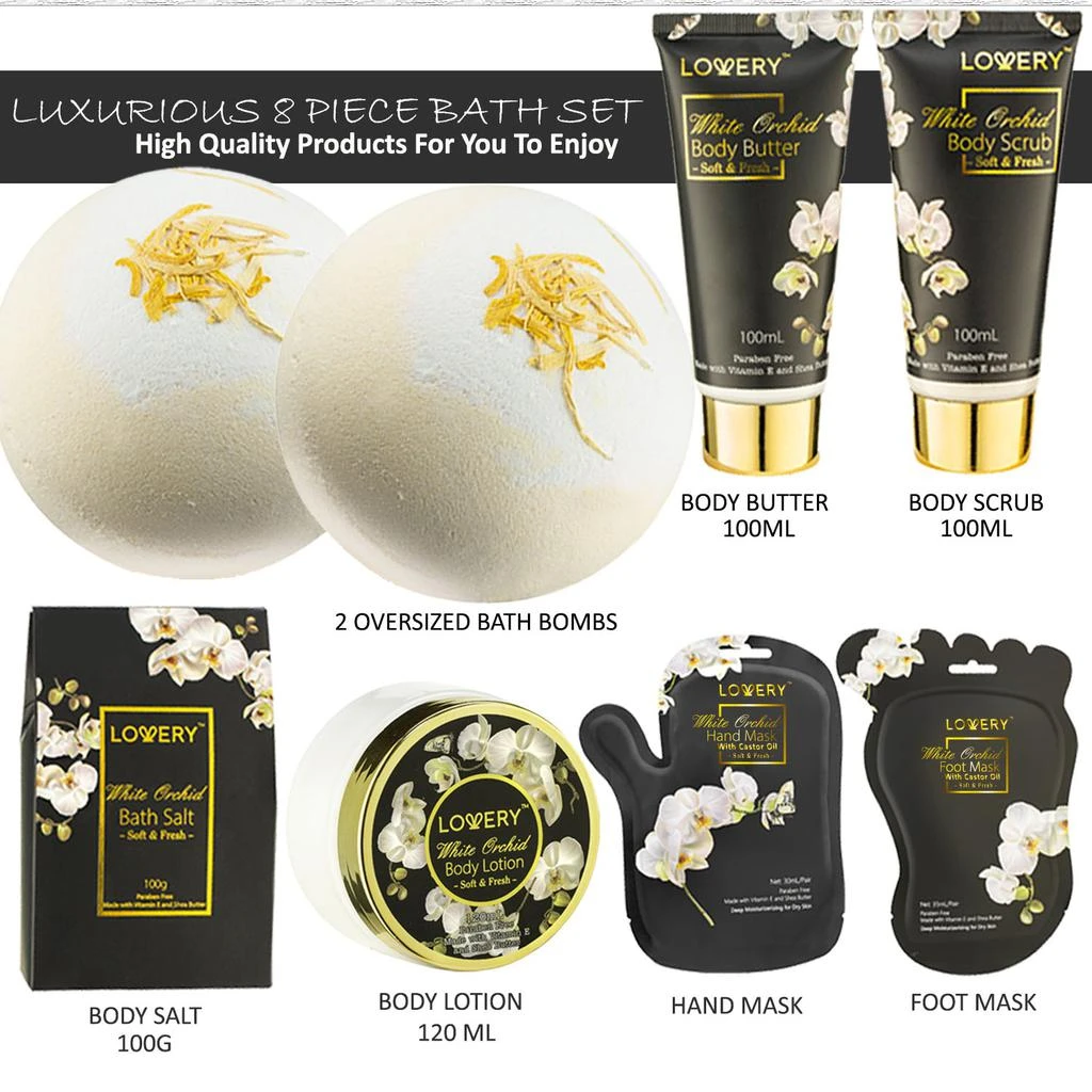 商品Lovery|Lovery Luxury Spa Bath Set - White Orchid - With Hand & Foot Lotion Masks,价格¥410,第2张图片详细描述
