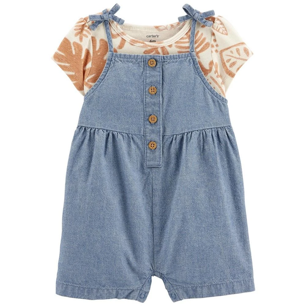 商品Carter's|Baby Girls 2-Piece Tee and Shortall Set,价格¥65,第1张图片