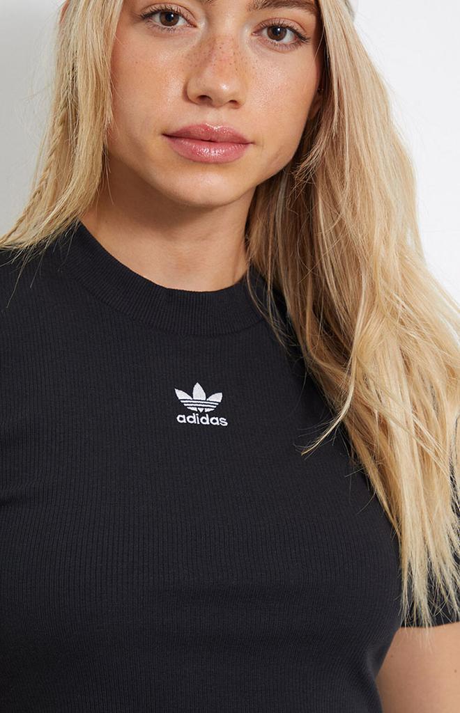商品Adidas|Black Adicolor Essentials Rib Cropped T-Shirt,价格¥219,第5张图片详细描述