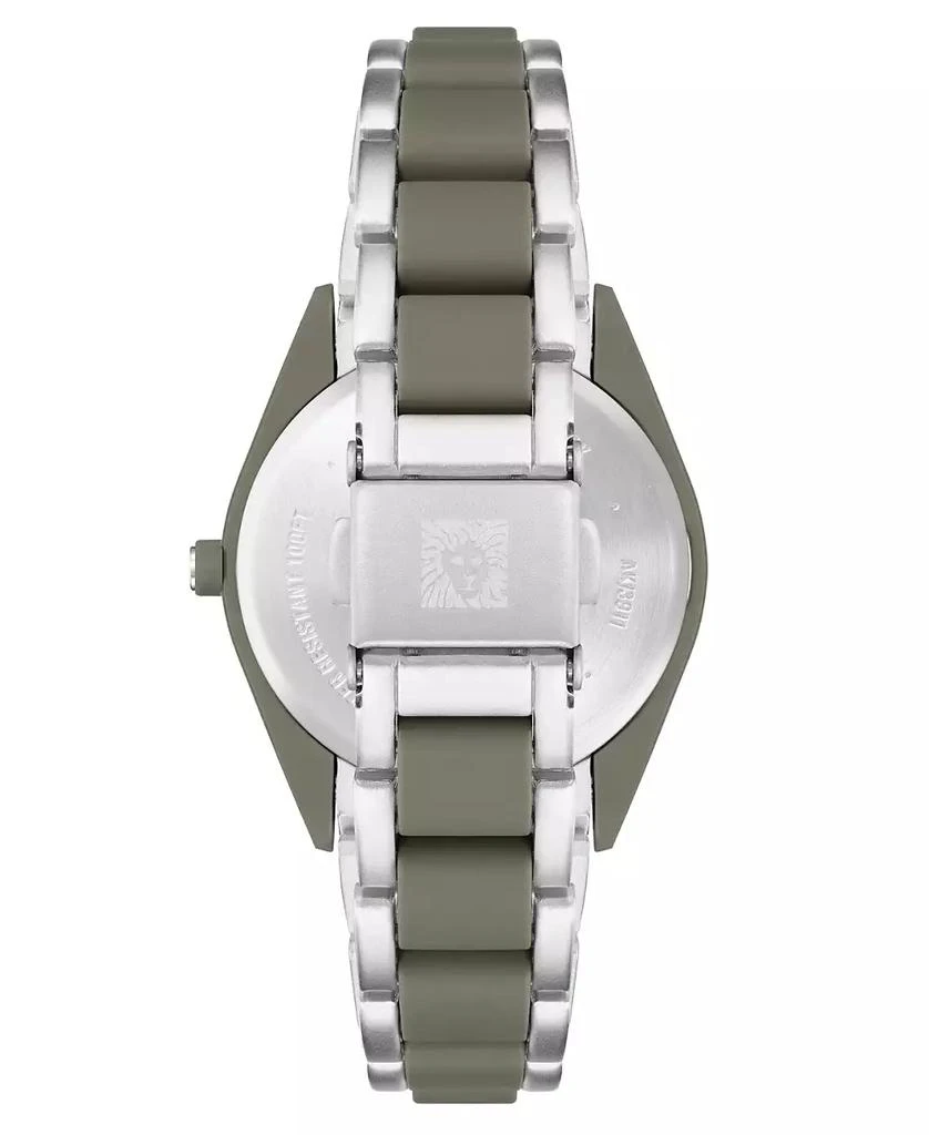 商品Anne Klein|Women's Three-Hand Quartz Silver-Tone and Olive Green Solar Oceanwork Plastic Bracelet Watch, 38.5mm,价格¥562,第3张图片详细描述