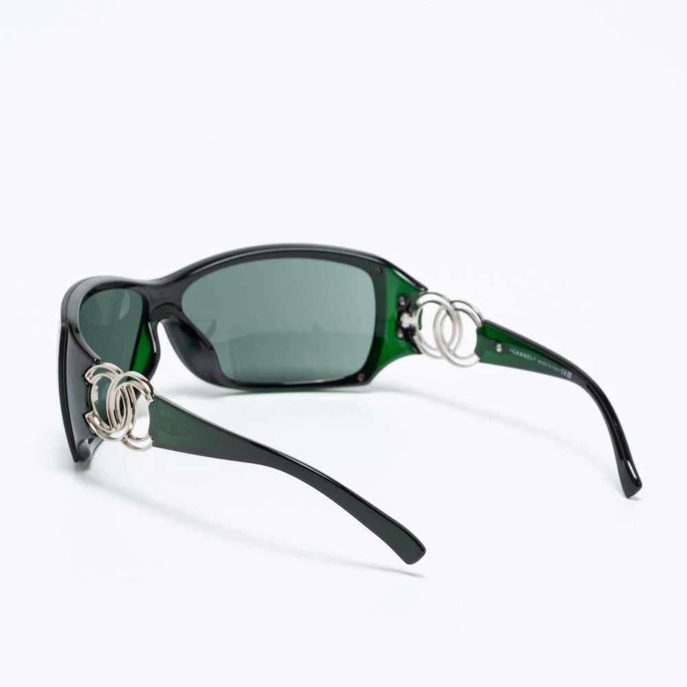 商品[二手商品] Chanel|Chanel Black Tone / Green 6020 Shield Sunglasses,价格¥2367,第3张图片详细描述