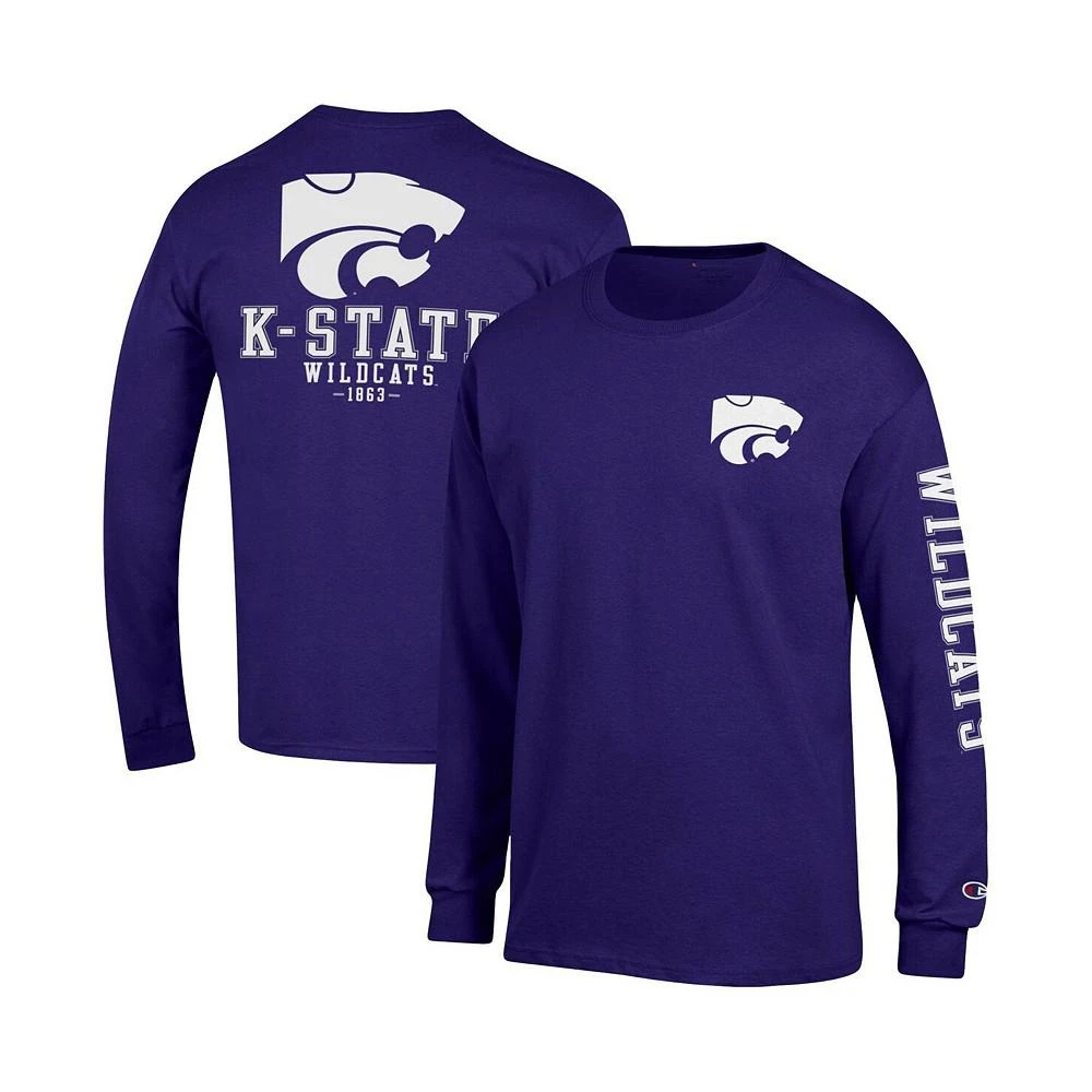 商品CHAMPION|Men's Purple Kansas State Wildcats Team Stack Long Sleeve T-shirt,价格¥222,第2张图片详细描述