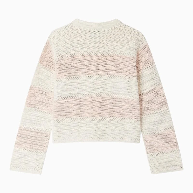 商品Bonpoint|Faro powder pink striped cotton cardigan,价格¥868,第2张图片详细描述