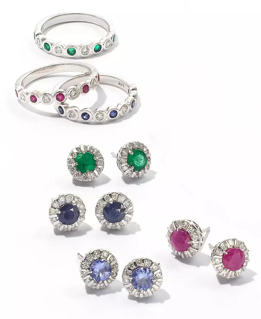商品Effy|EFFY® Tanzanite (9/10 ct. t.w.) & Diamond (1/3 ct. t.w.) Stud Earrings in 14k White or Yellow Gold (Also available in Ruby, Emerald & Sapphire),价格¥8572,第4张图片详细描述