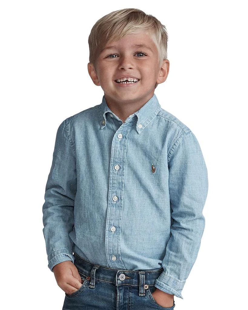 商品Ralph Lauren|Boys' Chambray Button-Down Shirt - Little Kid, Big Kid,价格¥415,第1张图片