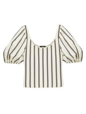 Striped Puff Sleeve Top商品第3张图片规格展示