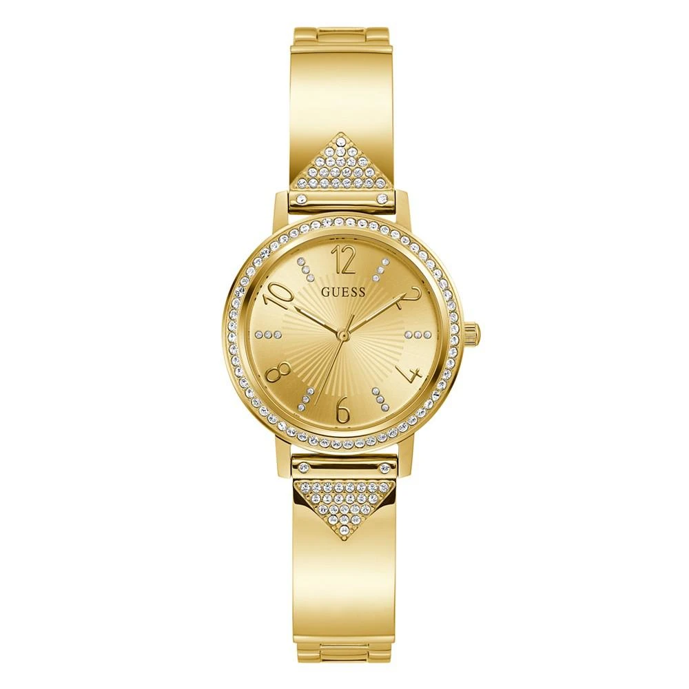 商品GUESS|Women's Glitz Gold-tone Stainless Steel Bracelet Watch 32mm,价格¥789,第1张图片