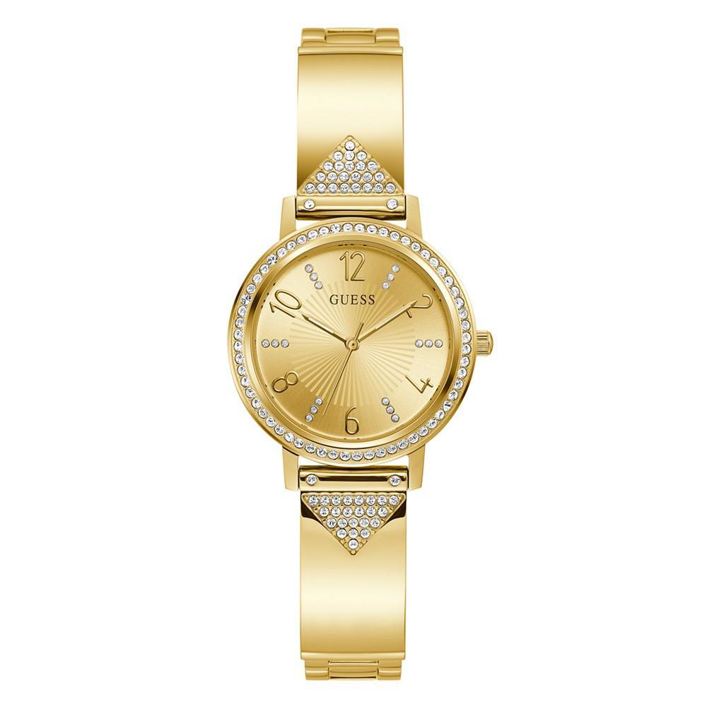 商品GUESS|Women's Glitz Gold-tone Stainless Steel Bracelet Watch 32mm,价格¥1047,第1张图片