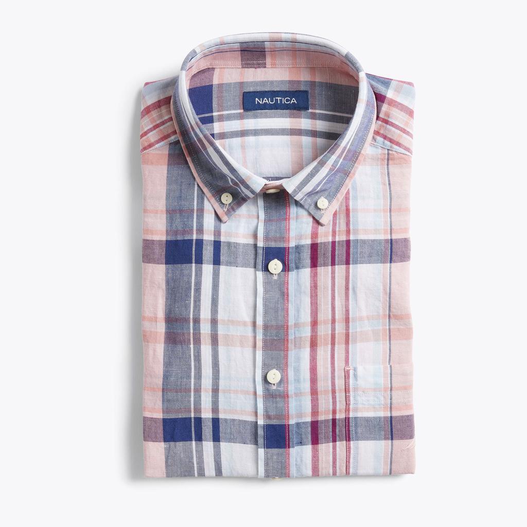 商品Nautica|Nautica Mens Classic Fit Plaid Linen Shirt,价格¥148,第1张图片
