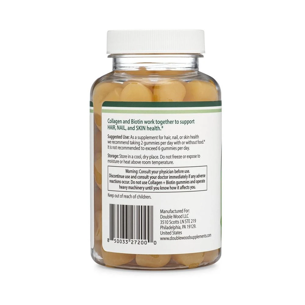 商品Double Wood Supplements|Collagen Biotin Gummies - 60 x 100 mg gummies,价格¥149,第2张图片详细描述