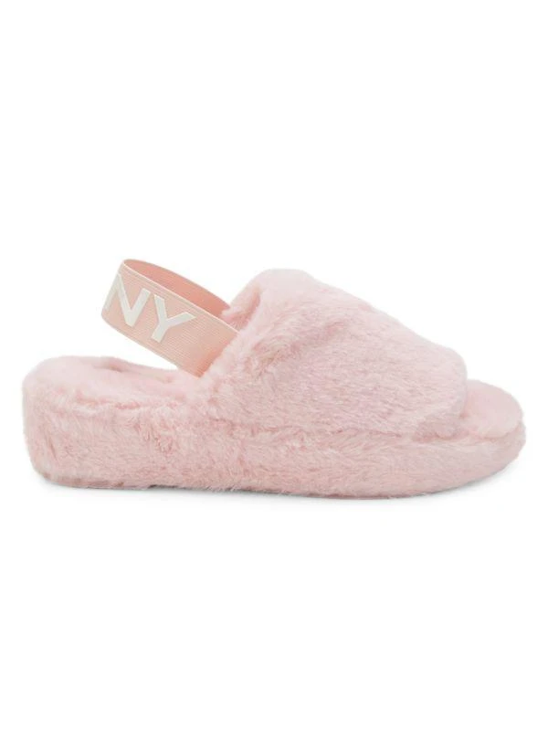 商品DKNY|Zeynep Faux Fur Slingback Flat Slippers,价格¥113,第1张图片