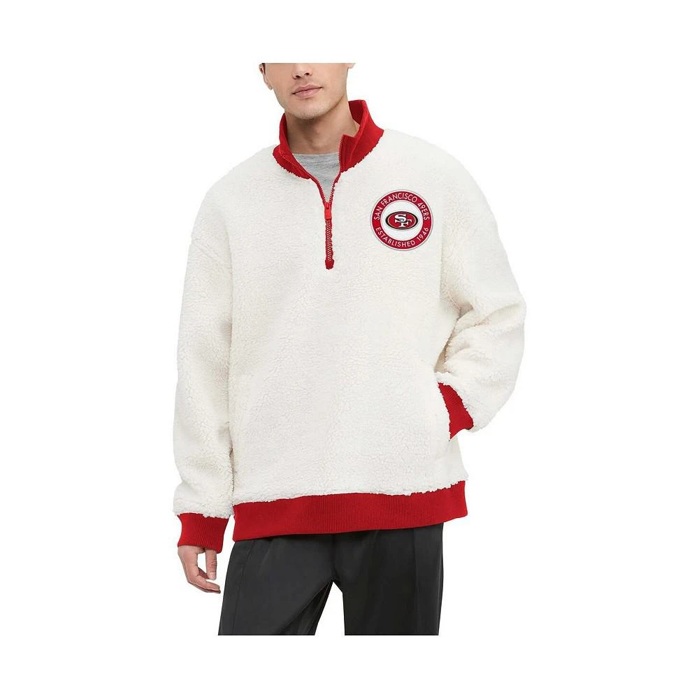 商品Tommy Hilfiger|Men's Cream San Francisco 49ers Jordan Sherpa Quarter-Zip Sweatshirt,价格¥706,第1张图片