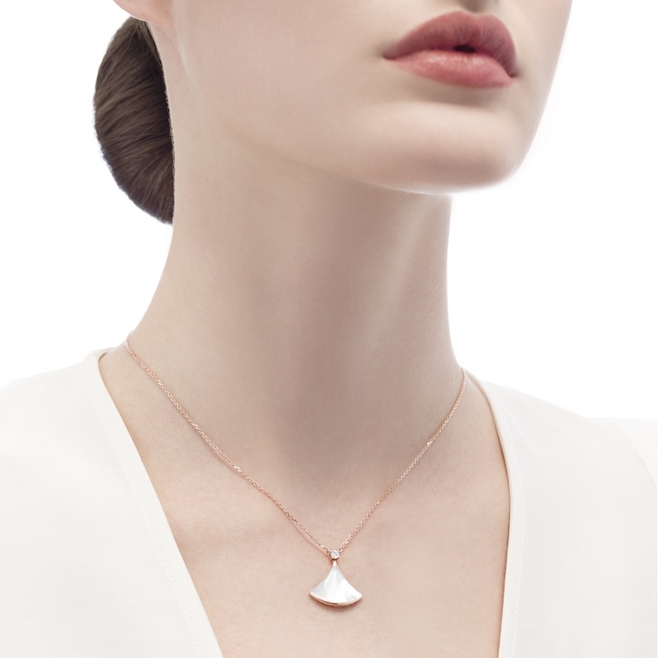 BVLGARI/宝格丽 DIVAS'DREAM经典款18K金玫瑰金镶钻 小扇子项链 商品第8张图片规格展示
