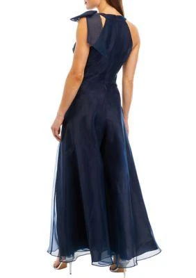 商品Eliza J|J Womens Sleeveless Halter Tie Neck Satin Gown,价格¥564,第2张图片详细描述