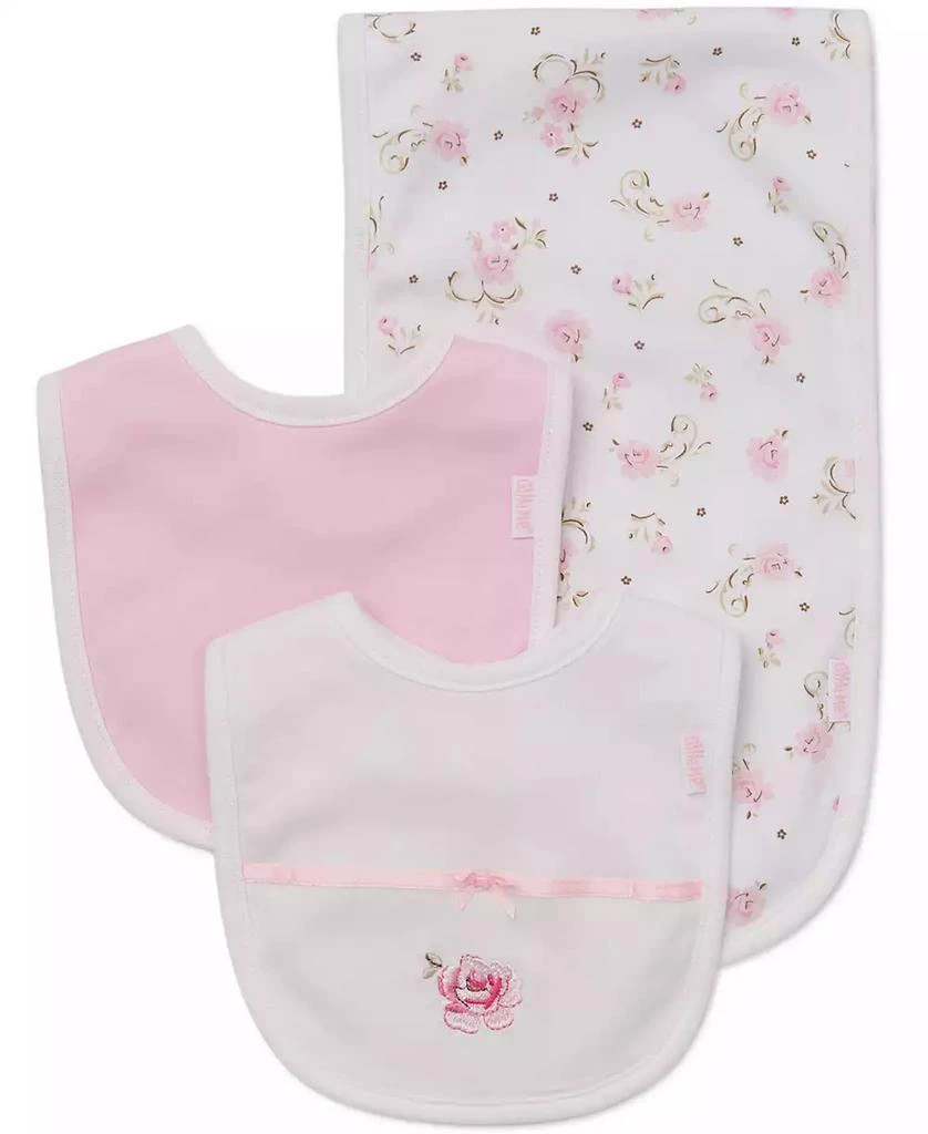 商品Little Me|Baby Girls Rose Bib and Burp Cloth, 3 Piece Set,价格¥100,第1张图片