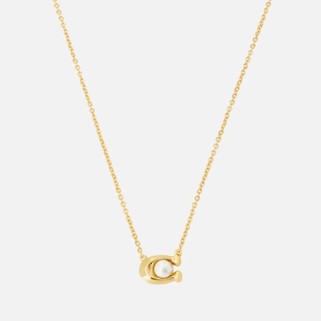 商品Coach|Coach Pearl Signature Gold-Tone Pendant Necklace,价格¥600,第1张图片